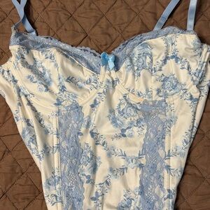 Muse Blue Floral Lace-Trim Chemise